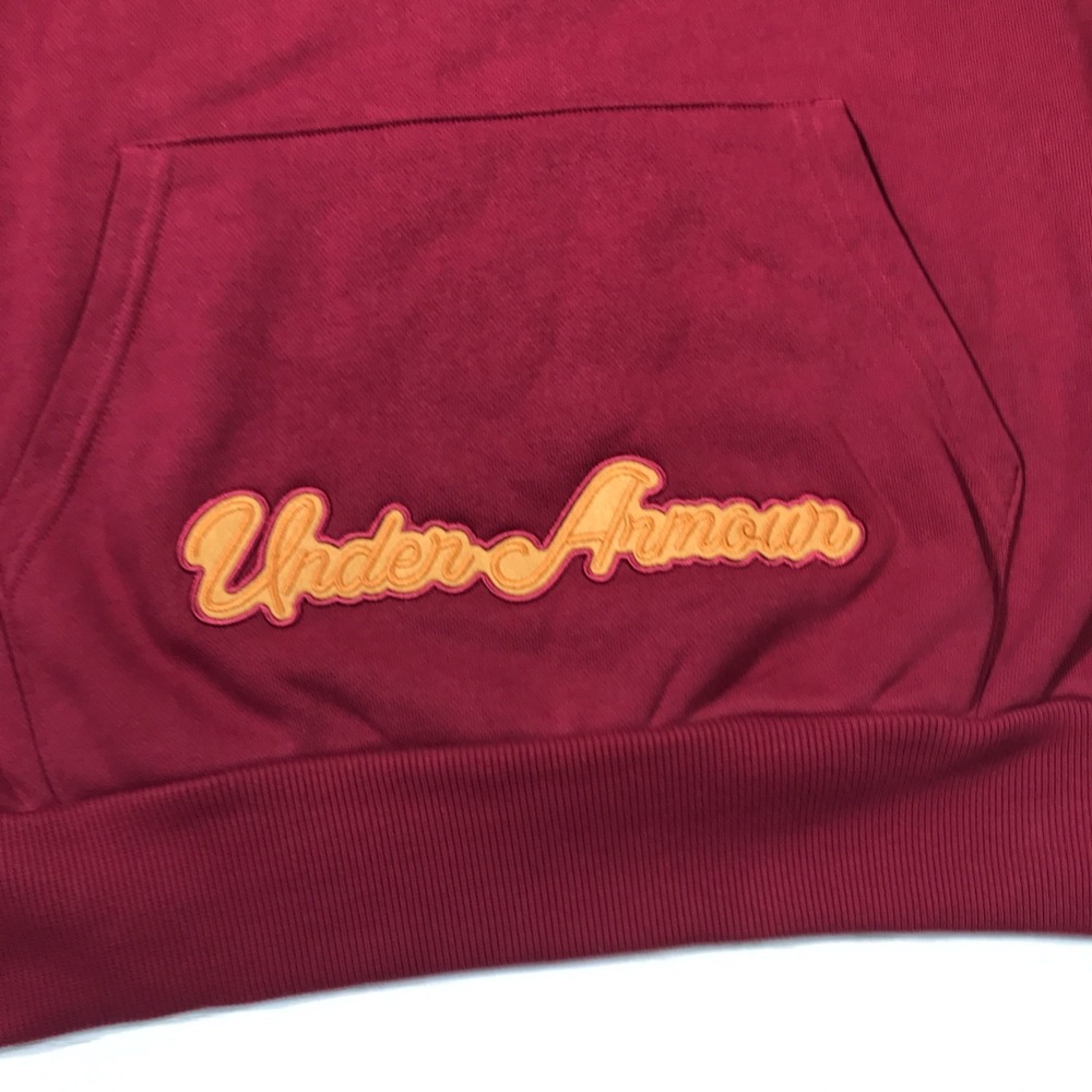 New Under Armour Icon Heavyweight Terry Hoodie Men L Red Embroidered Oversized - Picture 13 of 16
